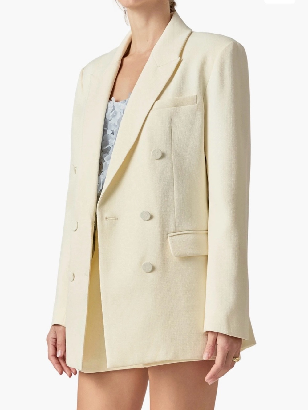 English Factory Cream Double-Breasted Blazer